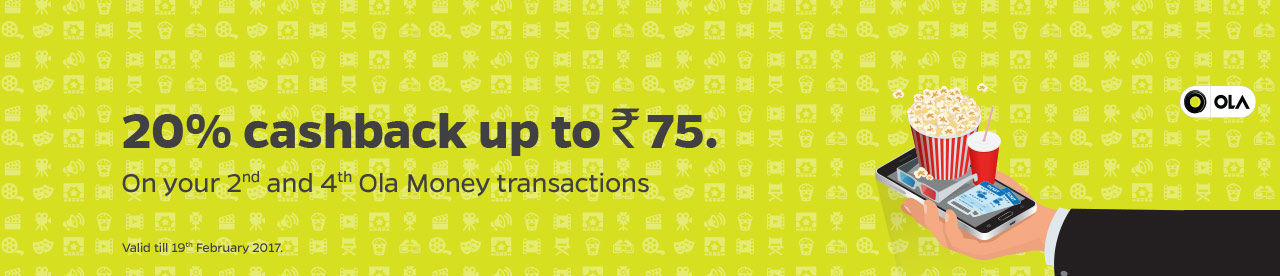Pay using Ola Money wallet and get 20% cashback upto Rs 75
